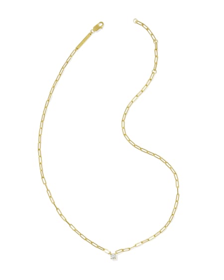 Virginia 18k Gold Vermeil Paperclip Necklace in White Topaz